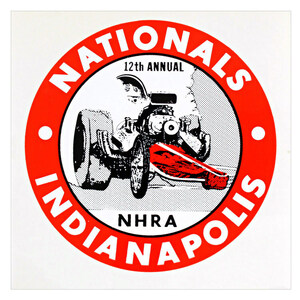 ヴィンテージレーシングデカール “NHRA 12th NATIONALS INDIANAPOLIS“ 縦10.8×横10.8cm クリアフィルムタイプ