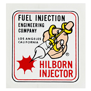 ヴィンテージレーシングデカール ”HILBORN INJECTOR“ 縦7.3×横6.9cm クリアフィルムタイプ