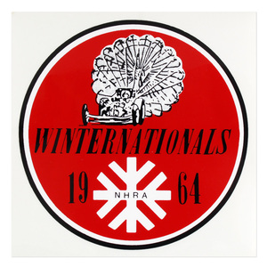 ヴィンテージレーシングデカール “NHRA WINTER NATIONALS 1964“ 縦10.8×横10.8cm （DZ030） クリアフィルムタイプ・四角（ダイカットで