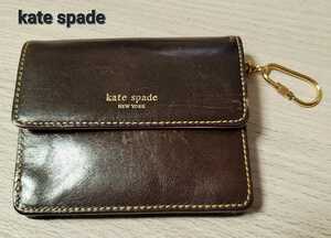 【kate spade】ケイトスペード コインケース パスケース 名刺入れ キーホルダー付 ブラウン レザー