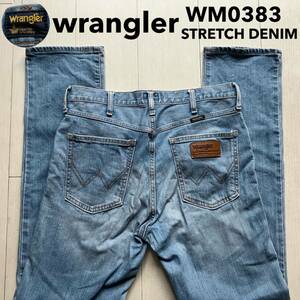 Оперативное решение W31 Wrangler Wrangler растягивает джинсы Soft WM0383 Прямая прямая цепочка Спецификация 5 Pocket Light Blue Blue Blue