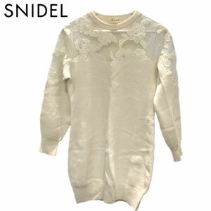 SNIDEL Snidel see-through knitted One-piece long sleeve knitted floral print flower white size free SWN0171074 lady's used 