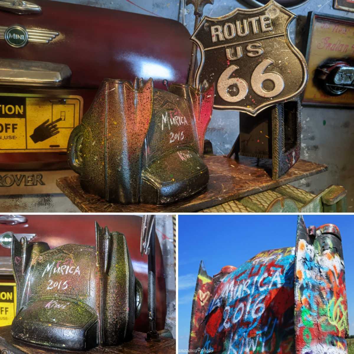 Route 66 Cadillac Ranch/American Vintage Style/Roll Paper & Towel Holder/#ROUTE66#Texas#TEXAS#Garage, handmade works, interior, miscellaneous goods, others