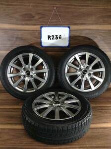 ★★R236★★　タイヤホイール3本　Style　155/65R14　PCD100/4H　4.5J　+43　スタッドレスタイヤ