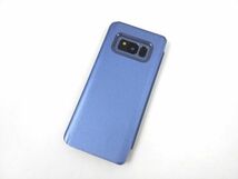 鏡面 Galaxy S8 SC-02J/SCV36 手帳型ミラーフリップケース カバー 半透明 ブルー_画像2
