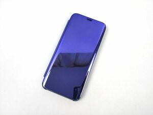 鏡面 Galaxy S8 SC-02J/SCV36 手帳型ミラーフリップケース カバー 半透明 ブルー
