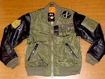 LOW BLOW KNUCKLE AIR FORCES MA-1 JKT/Lサイズ/カーキ]ロー ブロー ナックル 595708 レザー フライト エアフォース ライダース スタジャン_画像3