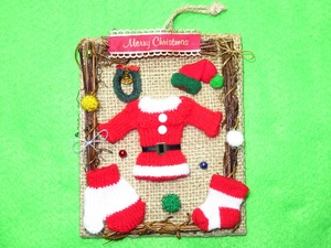 [* Christmas knitted attaching ornament *]* beige * X'mas decoration stylish miscellaneous goods wall interior rattan jute Cross . squirrel. 