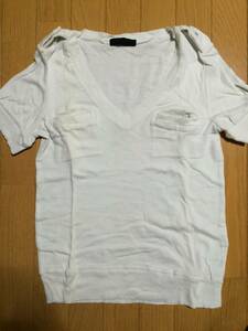 ★ジーナシス JEANASIS デザイン カットソー Tシャツ 半袖 白 Fサイズ レディース USED
