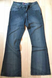 8.5@ 未使用「MECHANIC DENIM」ヴィンテージ加工 フレア ジーンズ SIZE:28 ペルー製