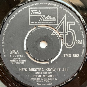 【試聴 7inch】Stevie Wonder / He's Misstra Know It All 7インチ 45 muro koco フリーソウル サバービア Innervisions