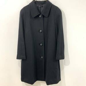 VINTAGE カシミヤコート ロングコート ステンカラーコート cashmere100% 黒 ブラック デザインコート 防寒 極上 希少【送料一律/同梱可能】