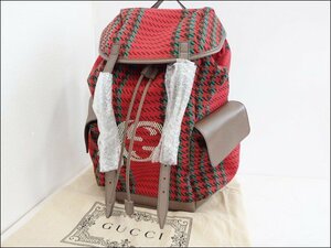 美品/GUCCI グッチ◆ハウンドトゥースリュック/625939◆バックパック/インターロッキングGG付