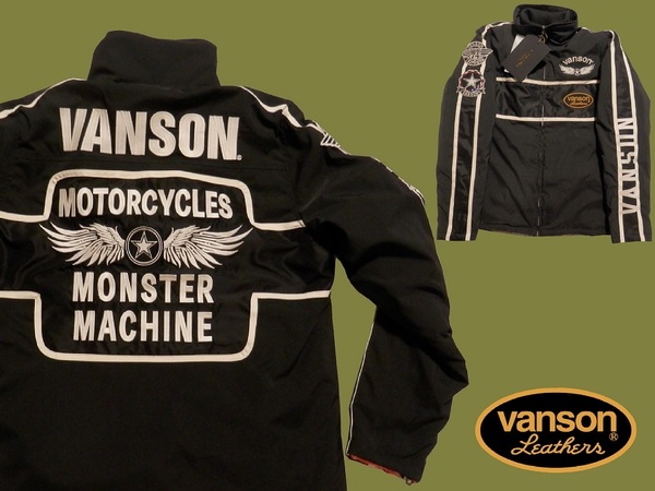 バンソン／vanson／XLサイズ／ナイロンジャケット／NVJKー2207／ブラック／新品／送料無料／バイカー／中綿／アルミインナー