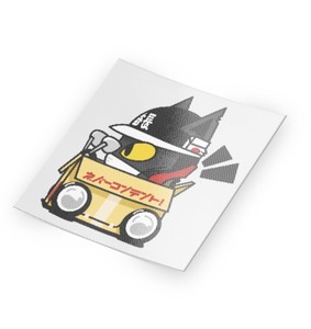 ネバーコンテント　ボックスキャット GO! 1枚　USDM JDM ネコ 猫 アニメ ステッカー 漢字 日本語 ネバコン NEVER CONTENT なめ猫