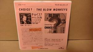 【80s 7inch】ブロウ・モンキーズ / チョイス？ BLOW MONKEYS / CHOIS? PRTD-3067 プロモーション盤 promotional Disc