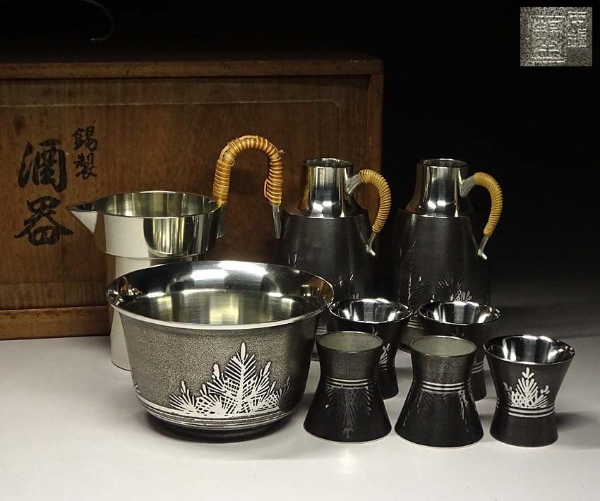 特撰 大阪錫器 本錫製 錫半 湯沸 槌目 茶道具 煎茶道具 謹製 新入荷