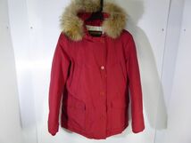 WOOLRICH/ウールリッチ　ダウンコート　レディース　サイズM　ファー　チャック/ボタン　レッド　196J_画像1