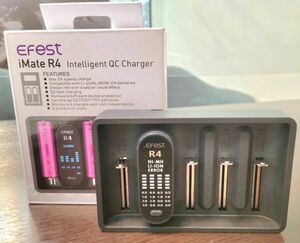 Ay1105-01 中古美品 Efest iMate R4 Intelligent Bay QC Charger イ―フェスト クイックチャージャー 電子タバコ 充電器 同梱不可