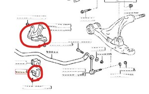 【純正未使用 左右セット】 トヨタ セルシオ 30後期 UCF31 フロントスタビライザー ブラケット セット 00553-2