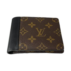 W29626RK【中古美品】LOUIS VUITTON ヴィトン モノグラムマカサー ポルトフォイユ ミュルティプル M69408 イニシャル入り 2つ折り財布