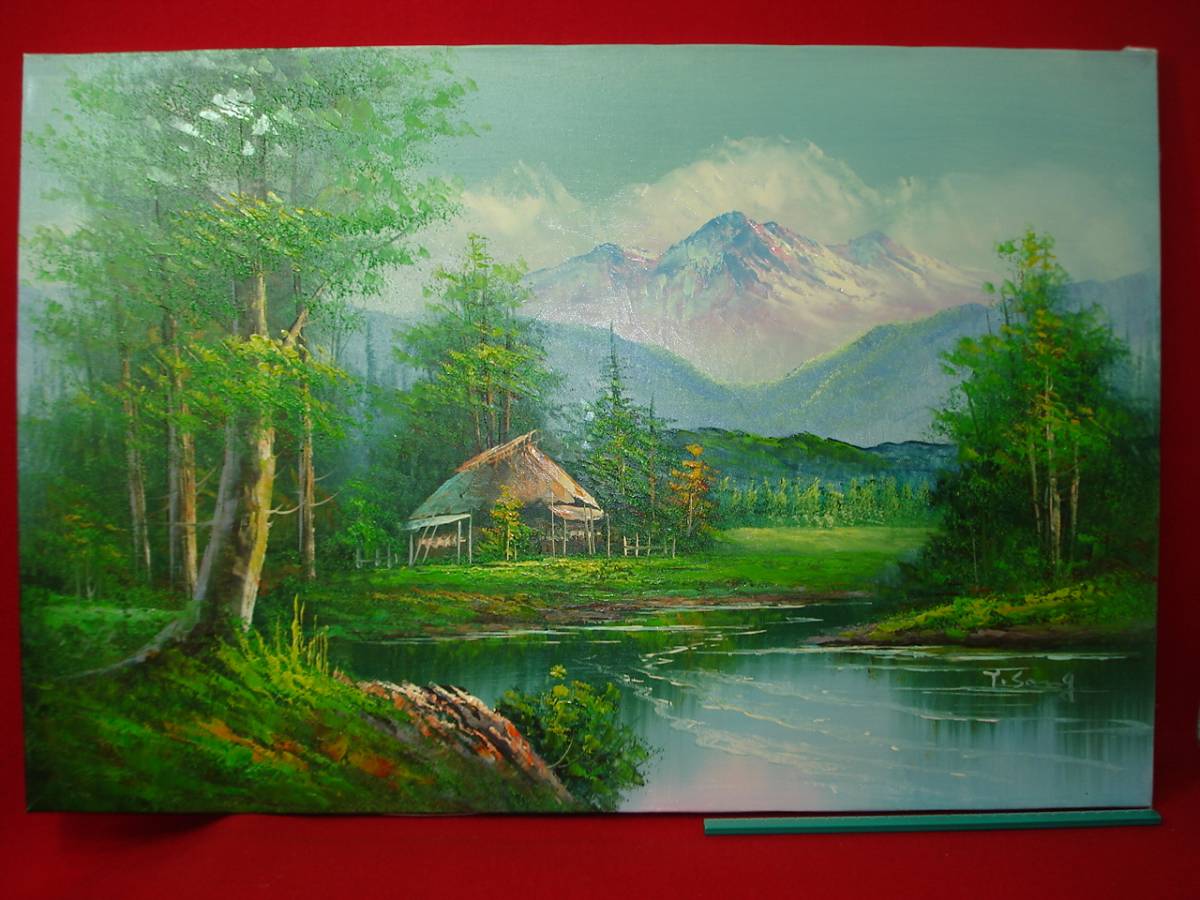 油彩 風景画 ◇ 大型 20号 山小屋 サイン有り 詳細不明 ◇ 管36104-