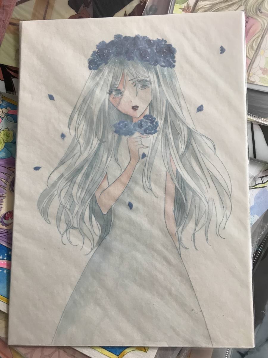 Rose bleue/illustration manuscrite, des bandes dessinées, produits d'anime, illustration dessinée à la main