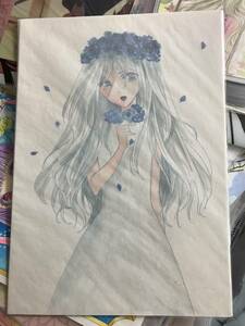 Art hand Auction Blue rose/handwritten illustration, comics, anime goods, hand drawn illustration