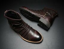 新品ブーツ メンズ ショートブーツ ミリタリーブーツ エンジニアブーツ ワークブーツ 紳士靴 作業靴 24.5-29cm 黒_画像6