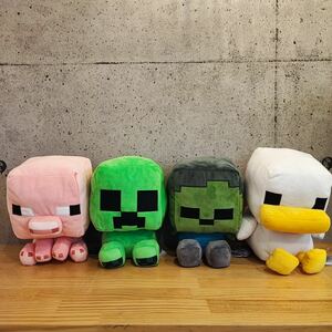 新品タグ付き マインクラフト デフォルメぬいぐるみ 4個セット ニワトリ ブタ ゾンビ クリーパー マイクラ 全長26cm クリスマスプレゼント