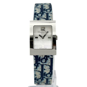 Christian Dior クリスチャンディオール レディース腕時計 マリス QZ レザー シルバー ブルー シェル文字盤 D78-109