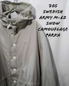 Vintage swedish army m-62 snow camouflage parka 70s スウェーデン軍　スノー カモ パーカ スノーヤッケ トリプルクラウン ビンテージ