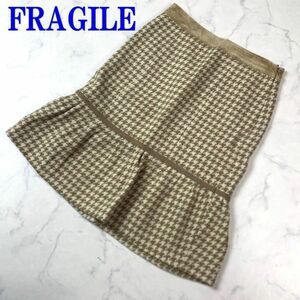 FRAGILE Fragile wool skirt flair thousand bird pattern C3943