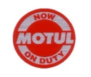 【一般非売品】=正規品= MOTUL モチュール 純正ステッカー　= NOW ON DUTY(MOTUL使用中） = 丸形 φ25