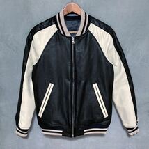 ACANTHUS アカンサス L1705 cow leather souvenir jkt 牛革 オールレザー リバーシブル スカジャン レザージャケット size.M ブラック_画像1