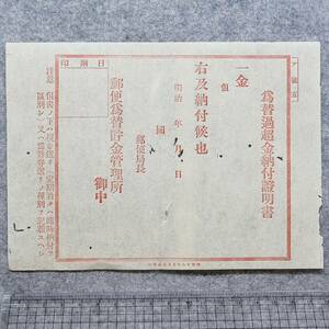 未記入用紙 明治時代 為替過超金納付證明書 郵便局 関係資料