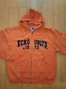 エコー ECKO スウェットパーカー パーカー フーディ メンズ M　フルジップ フレンチビンテージ オレンジ