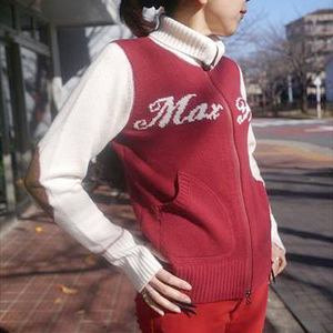  Max flitsuMFN-2271 Clubman Zip up sweater red / eggshell white L size ( autumn winter model )