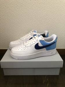 NIKE ナイキ　エアフォース1 ロー　'07 ESS ウィメンズ25.5cm ホワイト　ユニバーシティブルー　AIR FORCE1 LOW