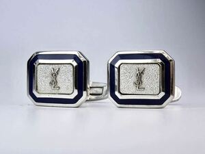 イブサンローラン　シルバー　ネイビーライン　カフス　カフリンクス　cufflinks イヴサンローラン Yves Saint Laurent