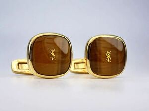 イブサンローラン　タイガーアイ　YSL ゴールド　カフス　カフリンクス　cufflinks イヴサンローラン Yves Saint Laurent