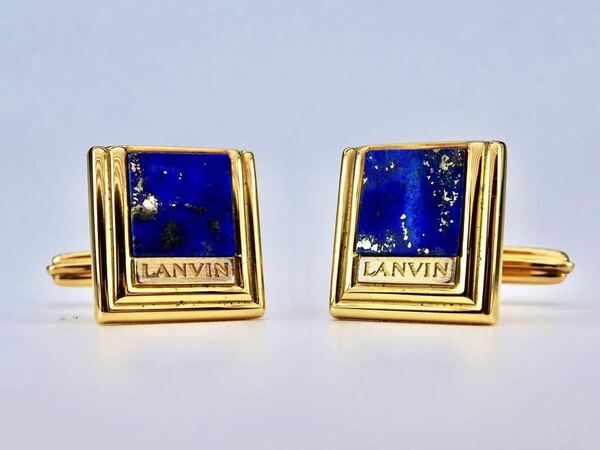 正規絶版 ランバン ラピスラズリ スクエア LANVIN ロゴ カフス カフリンクス ドイツ製