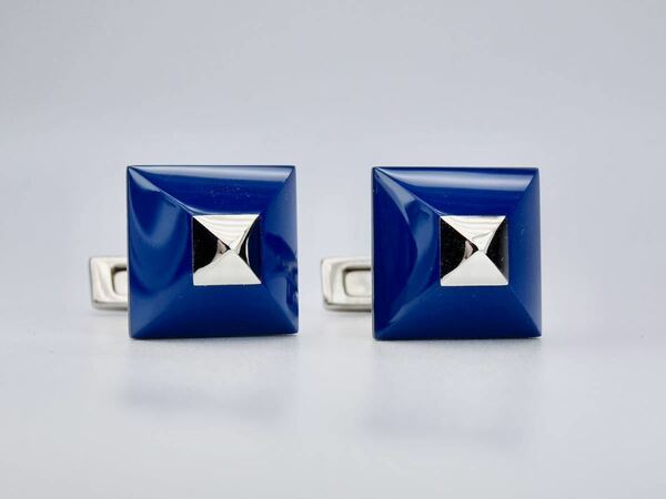 新品同様 エルメス　ブルー　シルバー　カフス　カフリンクス　cufflinks HERMES