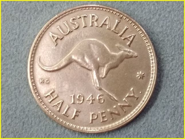 オーストラリア連邦　ジョージ６世　ペニー青銅貨　１９５２