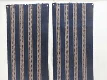 藍染め木綿　縞模様　145×33センチ　リメイク　古布　ハギレ　J　手織り　2巾　創作材料　時代物　送料無料　_画像2