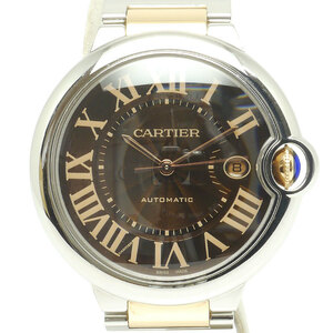 カルティエ Cartier バロンブルーLM W6920032 自動巻き SS/PG ピンクゴールド コンビ ブラウン文字盤