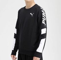 ★プーマ PUMA 新品 メンズ 速乾 ビッグロゴ レギュラーフィット スポーツ スウェット トレーナー シャツ Lサイズ[585178-01-L]三 弐★QWER_画像2