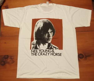 新品【Neil Young】ニールヤング＆クレイジーホース Vintage Style プリント Tシャツ 白 XL // バンドTシャツ ロックTシャツ ハーヴェスト