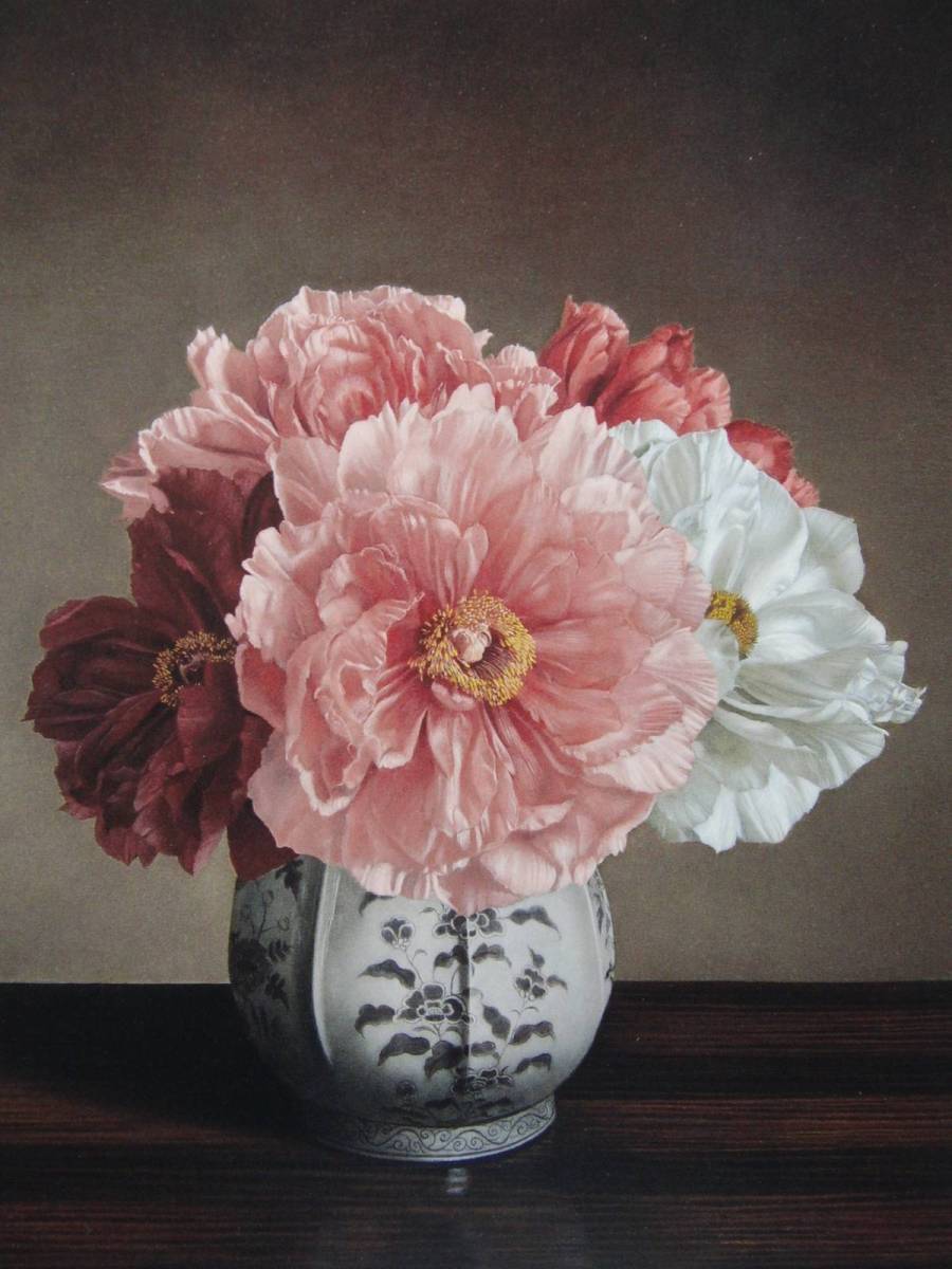 Masahiko Yamanaka, Peony in a safflower vase, From a rare collection of framing art, Beauty products, New frame and framing included, free shipping, Painting, Oil painting, Still life