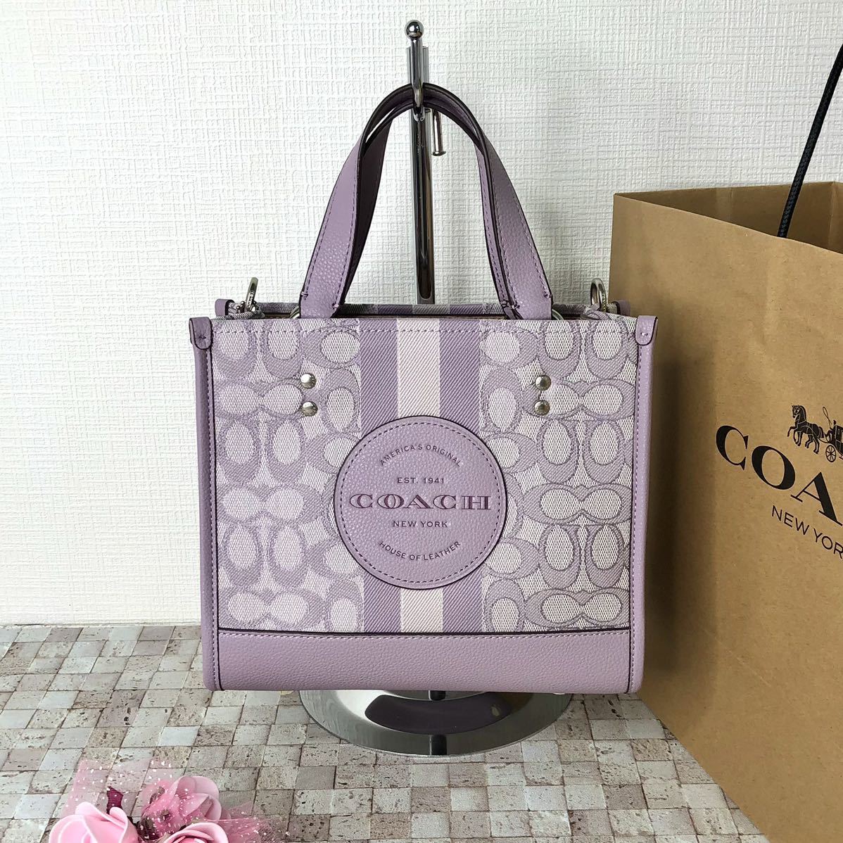 ☆新品☆COACH ハンドバッグ ショルダー 丸ロゴ 水色（小